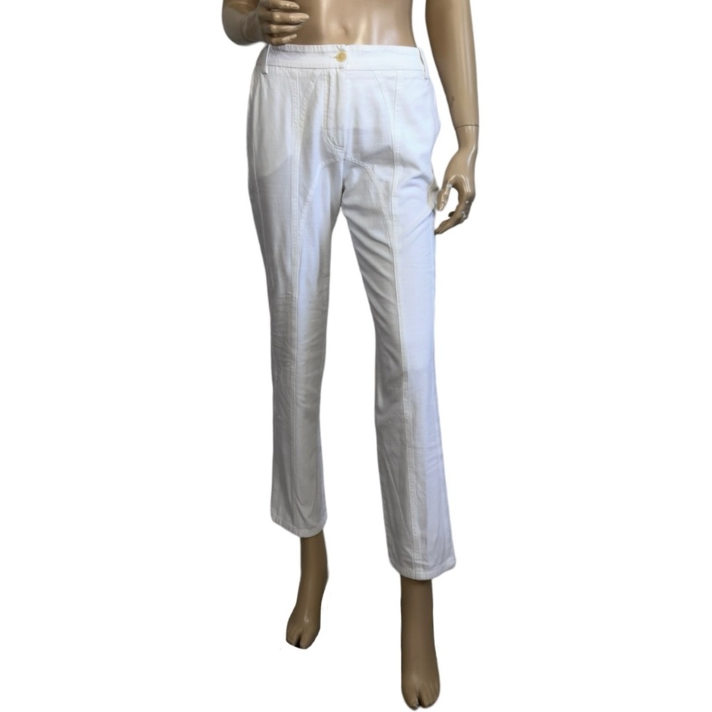 Chloe Craie White Seamed Ankle Crop Pants T 40